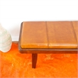 Pemberly Row Mid-Century Modern Upholstered Leather Bench in Tan