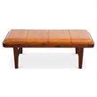 Pemberly Row Mid-Century Modern Upholstered Leather Bench in Tan