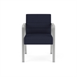 Pemberly Row Polyester Fabric Waiting Reception Guest Chair in Navy/Silver