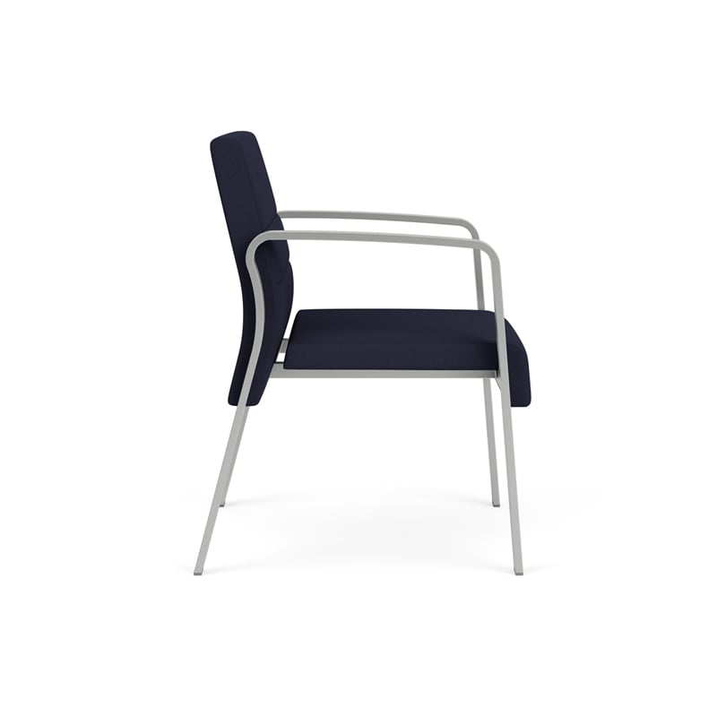 Pemberly Row Polyester Fabric Waiting Reception Guest Chair in Navy/Silver