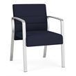 Pemberly Row Polyester Fabric Waiting Reception Guest Chair in Navy/Silver