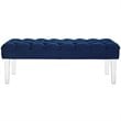 Pemberly Row Modern Style Performance Velvet and Acrylic Bench in Navy