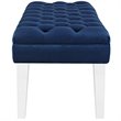 Pemberly Row Modern Style Performance Velvet and Acrylic Bench in Navy