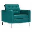 Pemberly Row Stainless Steel and Upholstered Fabric Armchair in Teal Blue