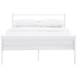 Pemberly Row Powder Coated Sturdy Steel Full Platform Bed Frame in White