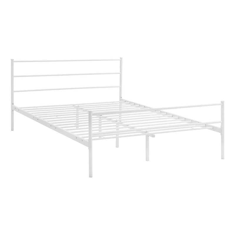 Pemberly Row Powder Coated Sturdy Steel Full Platform Bed Frame in White