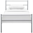 Pemberly Row Powder Coated Sturdy Steel Twin Platform Bed Frame in Gray