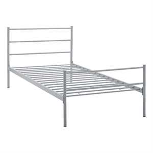 Pemberly Row Powder Coated Sturdy Steel Twin Platform Bed Frame in Gray
