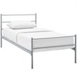 Pemberly Row Powder Coated Sturdy Steel Twin Platform Bed Frame in Gray