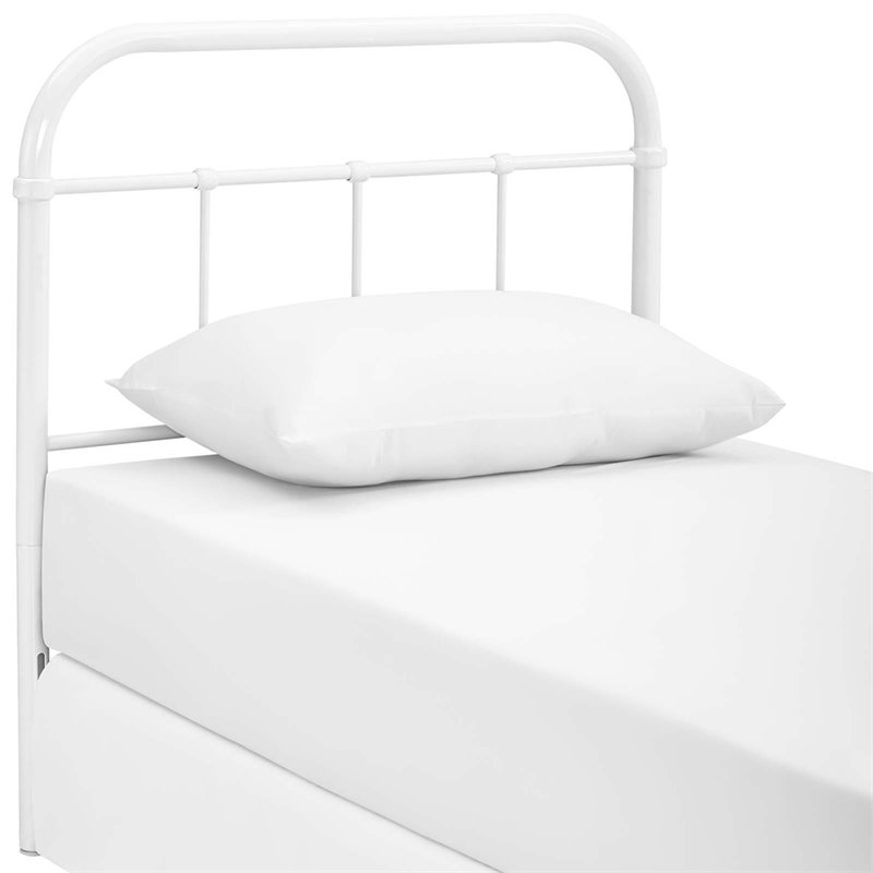 Pemberly Row Twin Powder Coated Steel Headboard in White Finish