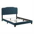 Pemberly Row Queen Upholstered Polyester Fabric Bed in Azure Blue Finish