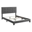 Pemberly Row Full Modern Style Performance Velvet Bed in Gray