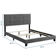 Pemberly Row Full Modern Style Performance Velvet Bed in Gray