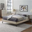Pemberly Row Full Polyester Fabric Bed Frame with Round Splayed Legs in Beige
