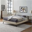 Pemberly Row Queen Polyester Fabric Bed Frame with Round Splayed Legs in Beige