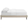 Pemberly Row Queen Polyester Fabric Bed Frame with Round Splayed Legs in Beige