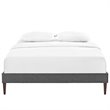 Pemberly Row Queen Polyester Fabric Bed Frame with Squared Tapered Legs in Gray
