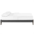 Pemberly Row Queen Polyester Fabric Bed Frame with Squared Tapered Legs in Gray