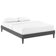 Pemberly Row Queen Polyester Fabric Bed Frame with Squared Tapered Legs in Gray