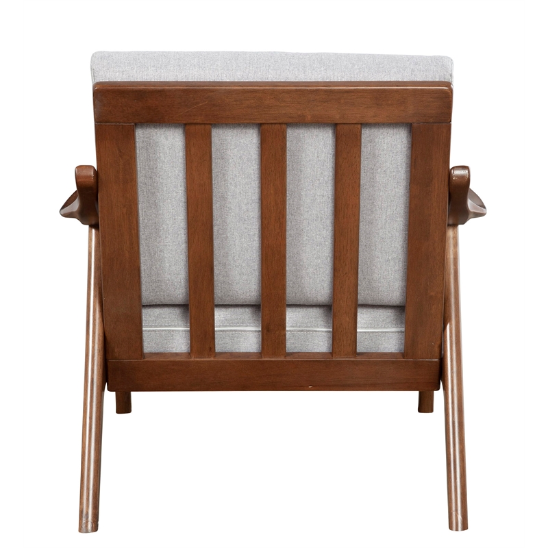 Pemberly Row Slate Wood Lounge Chair with Removable Cushions in Brown-Gray