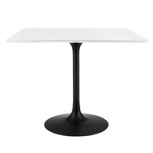 Pemberly Row 36&quot Square Lacquered MDF Wood Top Dining Table in Black/White