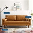 Pemberly Row Modern Style Upholstered Faux Leather Sofa in Tan