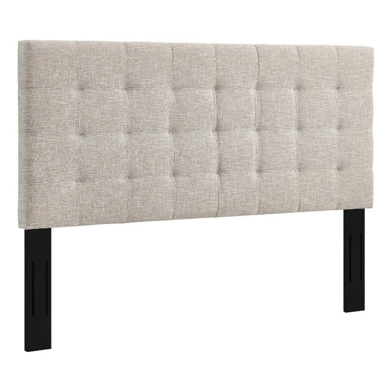 Pemberly Row Tufted King and California King Linen Fabric Headboard in Beige