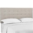 Pemberly Row Tufted King and California King Linen Fabric Headboard in Beige