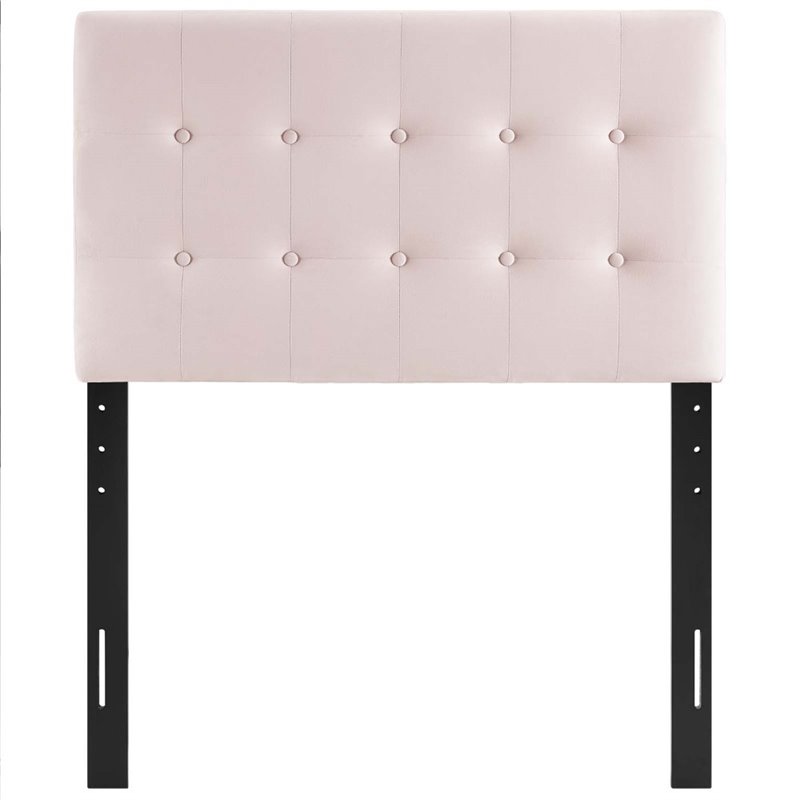 Pemberly Row Twin Biscuit Tufted Performance Velvet Headboard in Pink