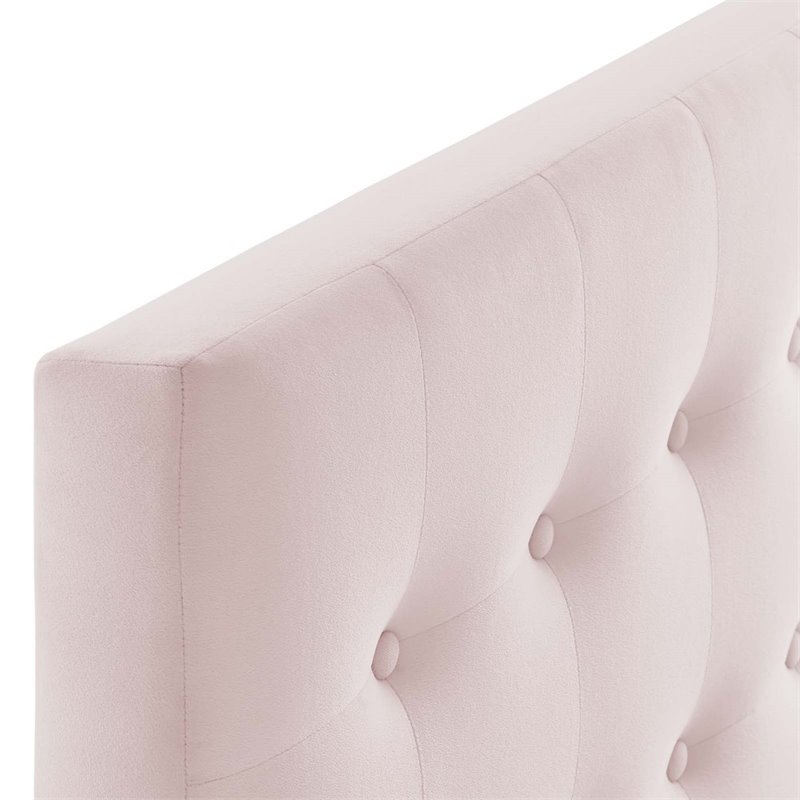 Pemberly Row Twin Biscuit Tufted Performance Velvet Headboard in Pink