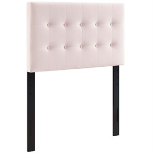 Pemberly Row Twin Biscuit Tufted Performance Velvet Headboard in Pink