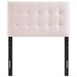 Pemberly Row Biscuit Tufted Twin Performance Velvet Headboard in Pink