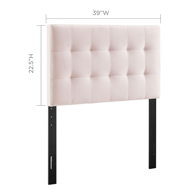 Pemberly Row Biscuit Tufted Twin Performance Velvet Headboard in Pink