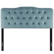 Pemberly Row King Diamond Tufted Performance Velvet Headboard in Light Blue