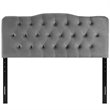 Pemberly Row Queen Diamond Tufted Performance Velvet Headboard in Gray
