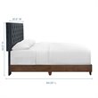 Pemberly Row Diamond Tufted Velvet Wood Queen Bed in Walnut/Charcoal