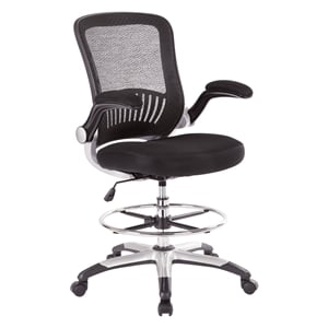 pemberly row mesh back fabric chair w/ adjustable foot ring & padded flip arms