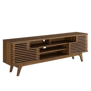 Pemberly Row 71&quot Wood Media Console TV Stand for TVs up to 78&quot in Walnut