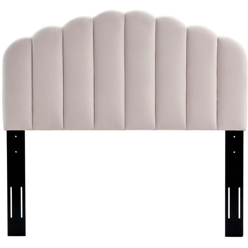 Pemberly Row Full/Queen Modern Performance Velvet Headboard in Pink