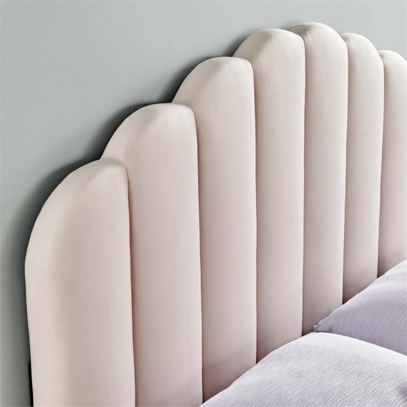Pemberly Row Full/Queen Modern Performance Velvet Headboard in Pink