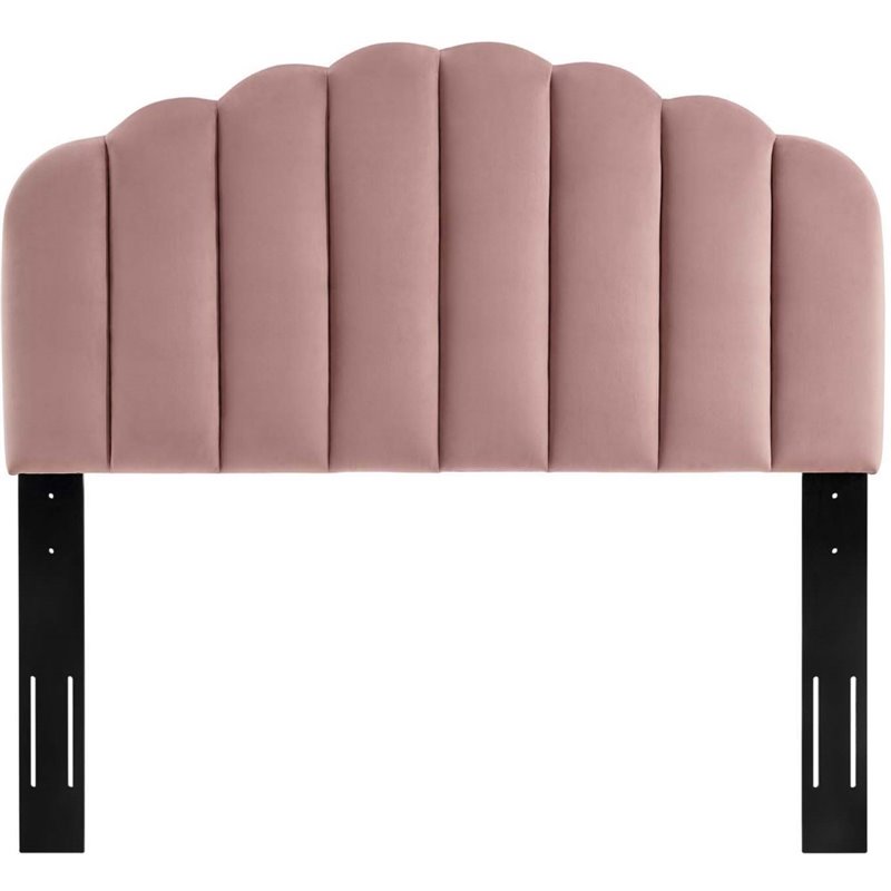 Pemberly Row Twin Modern Performance Velvet Headboard in Dusty Rose