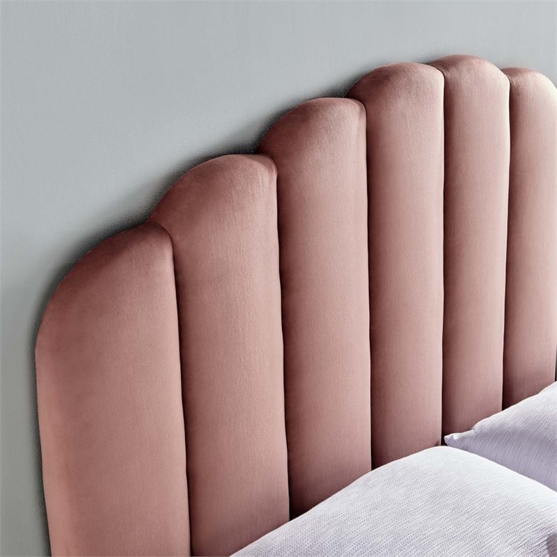 Pemberly Row Twin Modern Performance Velvet Headboard in Dusty Rose
