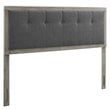Pemberly Row Tufted Queen Fabric and Wood Headboard in Gray/Charcoal