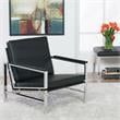 Pemberly Row Bonded Leather and Metal Accent Chair in Black/Chrome