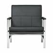 Pemberly Row Bonded Leather and Metal Accent Chair in Black/Chrome