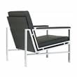 Pemberly Row Bonded Leather and Metal Accent Chair in Black/Chrome