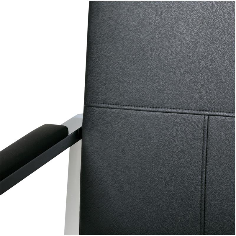 Pemberly Row Bonded Leather and Metal Accent Chair in Black/Chrome