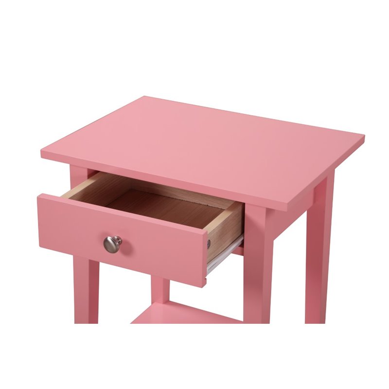 Pemberly Row Modern / Contemporary 1 Drawer Nightstand in Pink