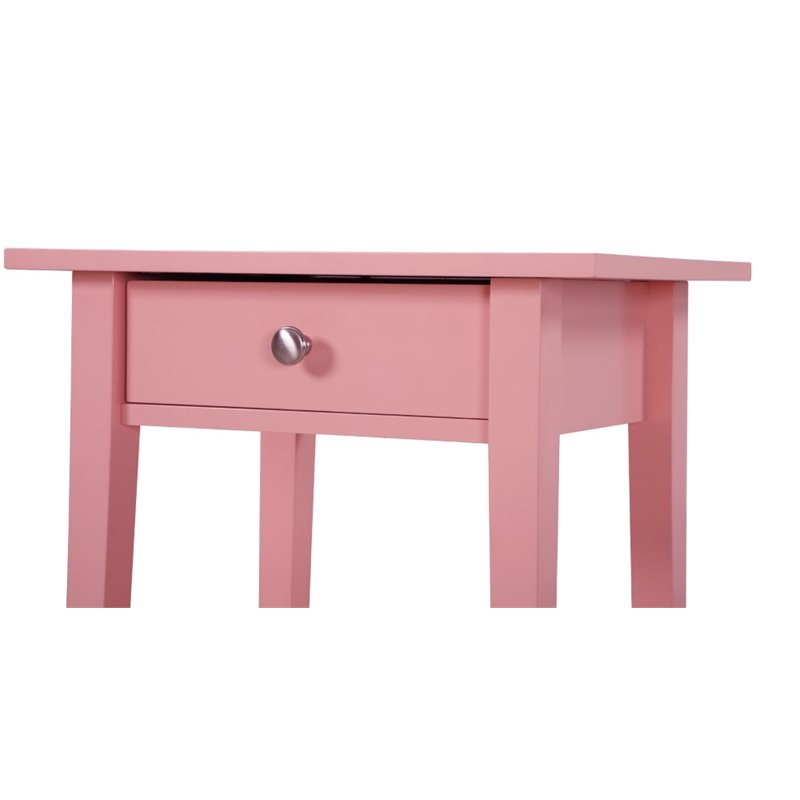 Pemberly Row Modern / Contemporary 1 Drawer Nightstand in Pink