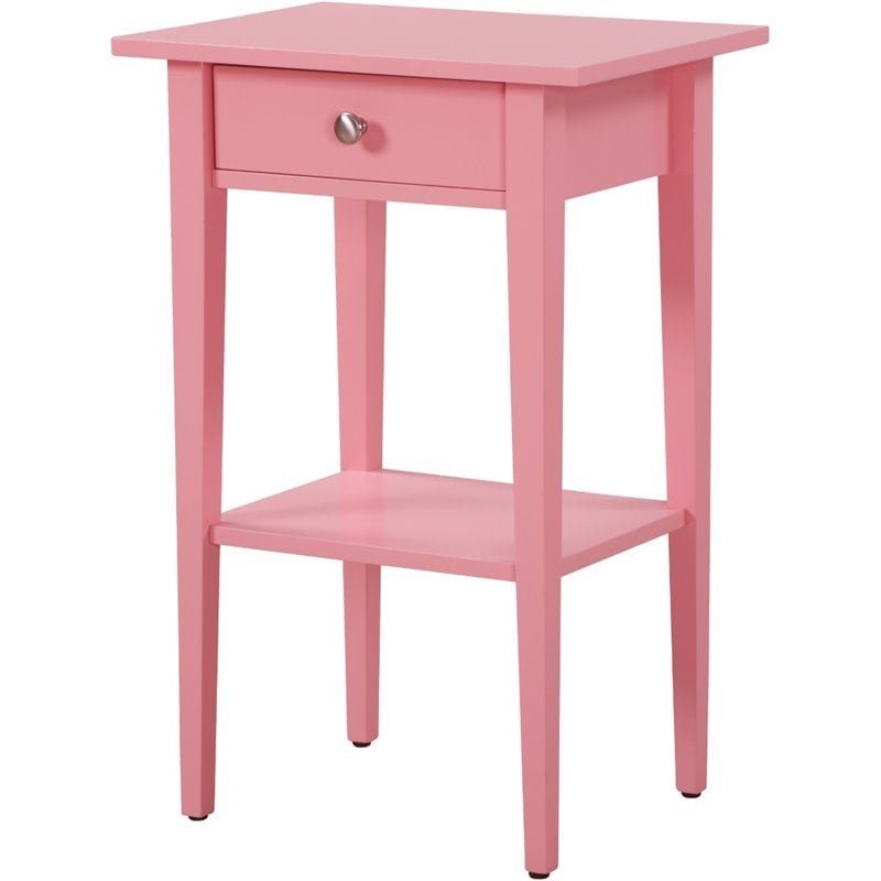 Pemberly Row Modern / Contemporary 1 Drawer Nightstand in Pink